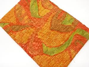未使用品　手織り紬抽象模様織出し名古屋帯